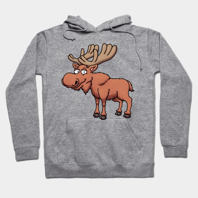 Happy Cartoon Moose Hoodie by TheMaskedTooner